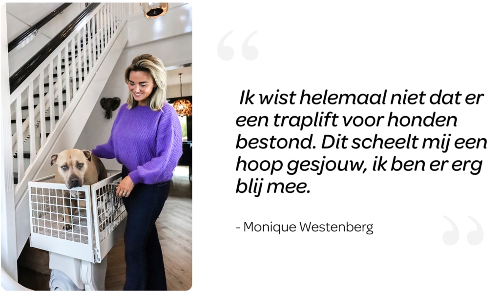 Monique Westenberg vertelt over de traplift voor haar hond.